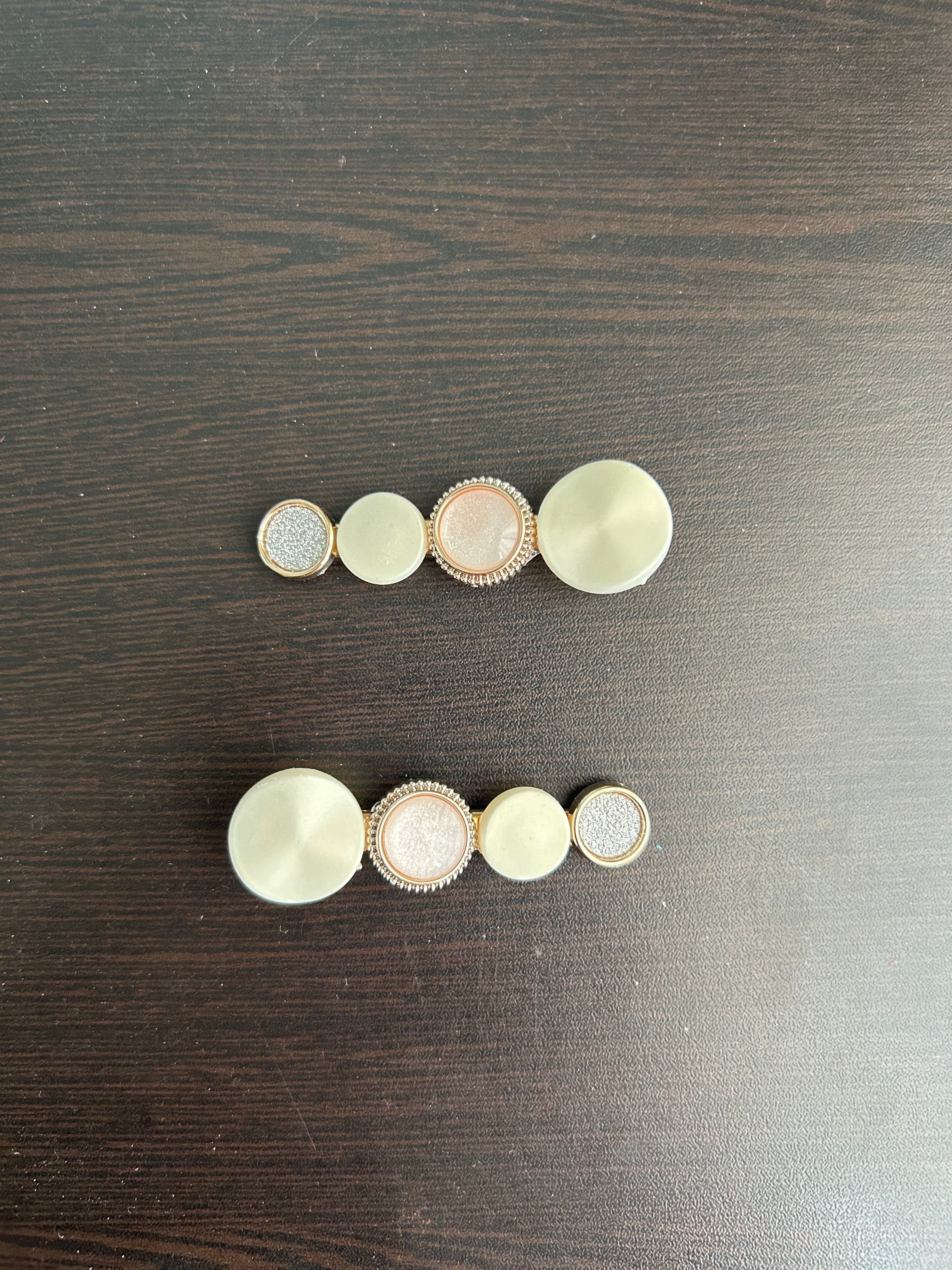 Circle Hair Clips - White