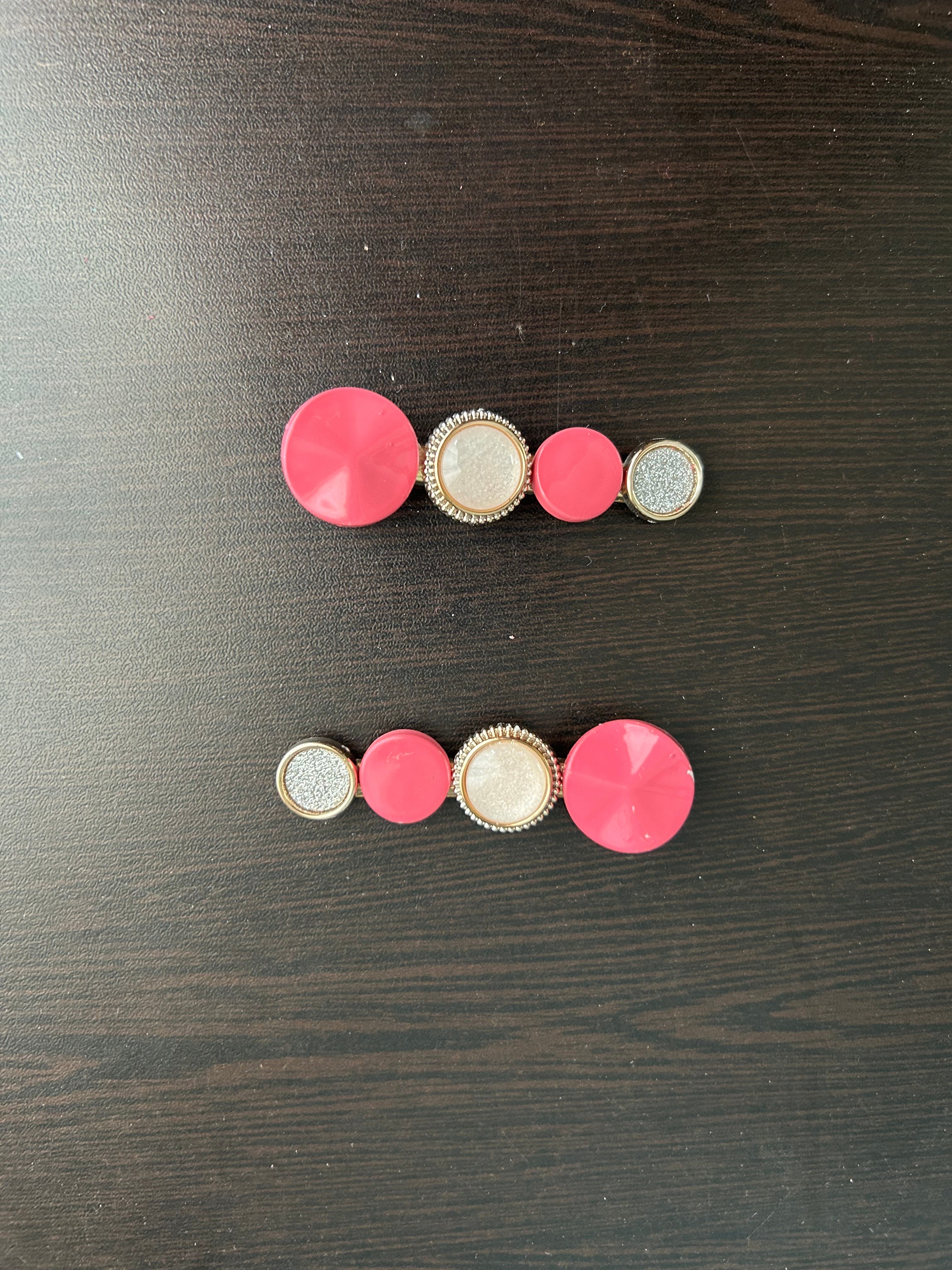Circle Hair Clips - Pink