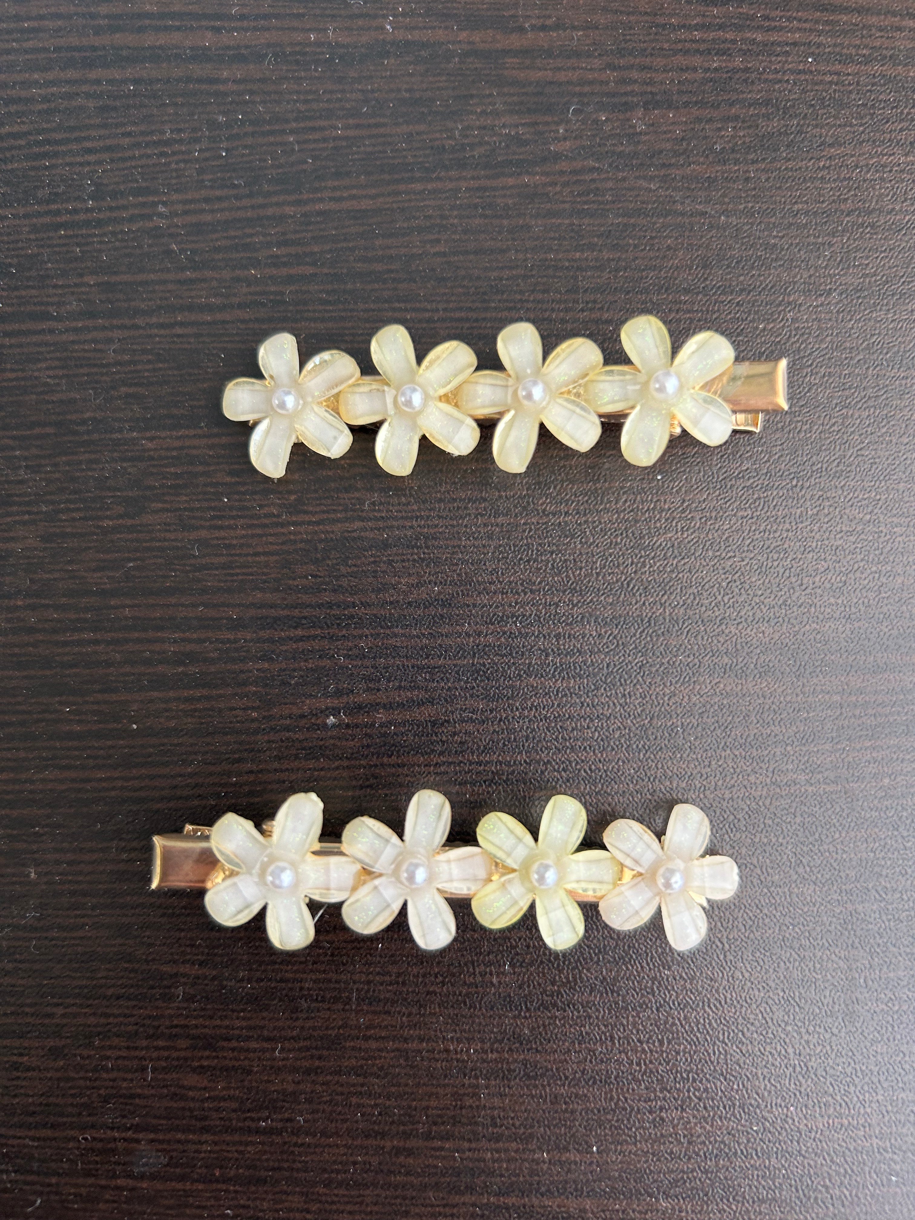 Flower Hair Clips - Yellow
