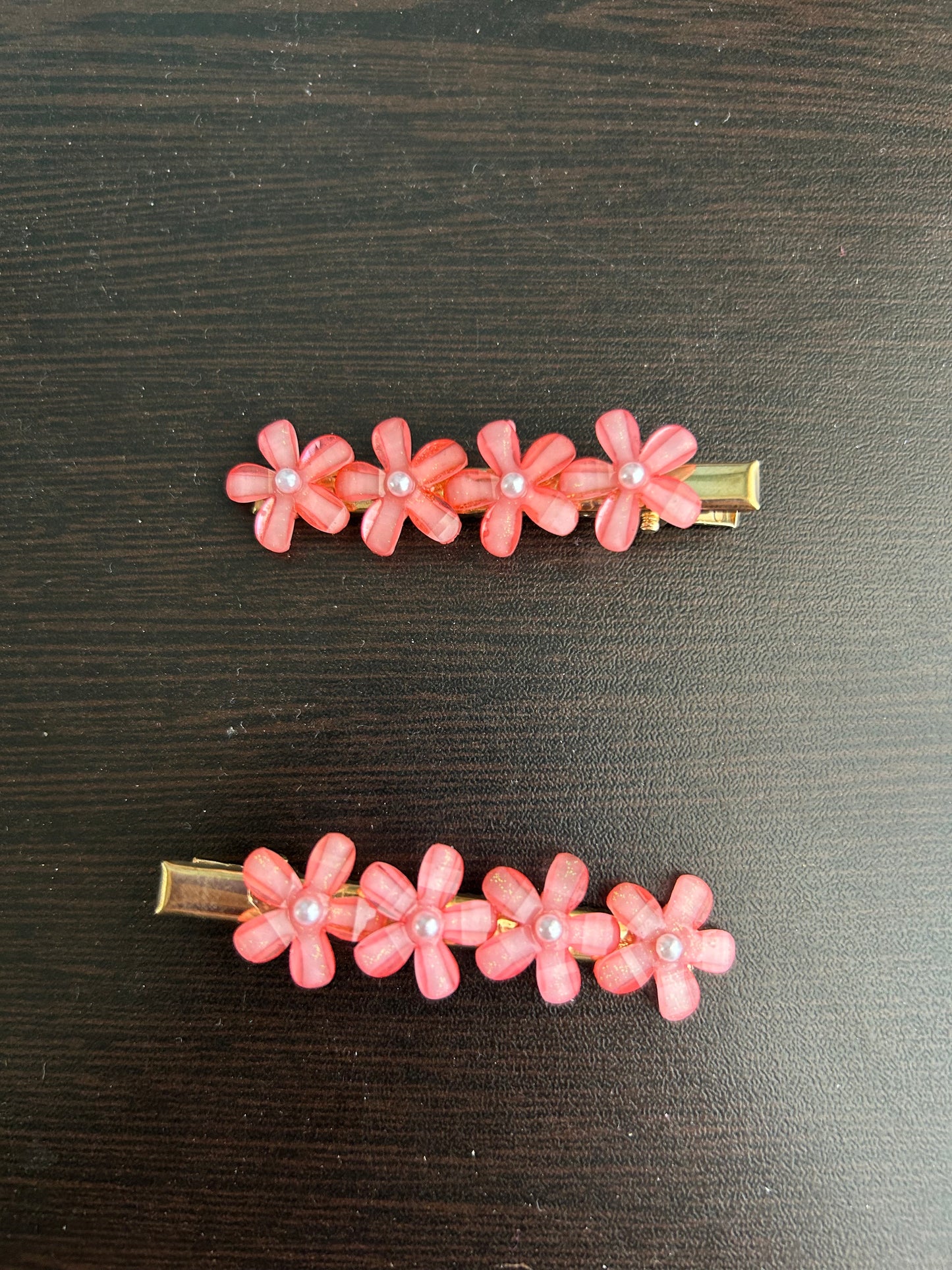 Flower Hair Clips - Red