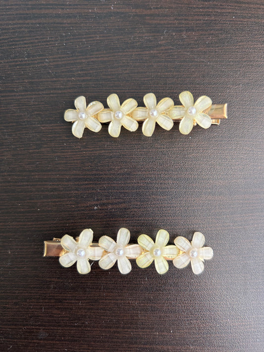 Flower Hair Clips - Yellow