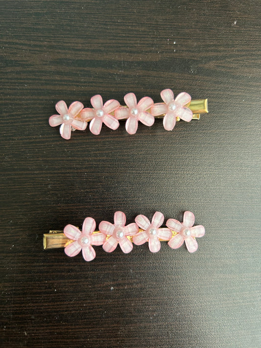 Flower Hair Clips - Pink