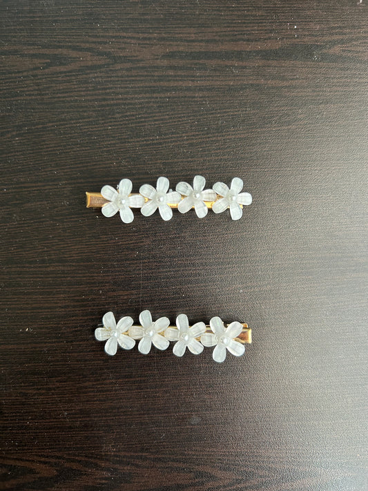 Flower Hair Clips - White