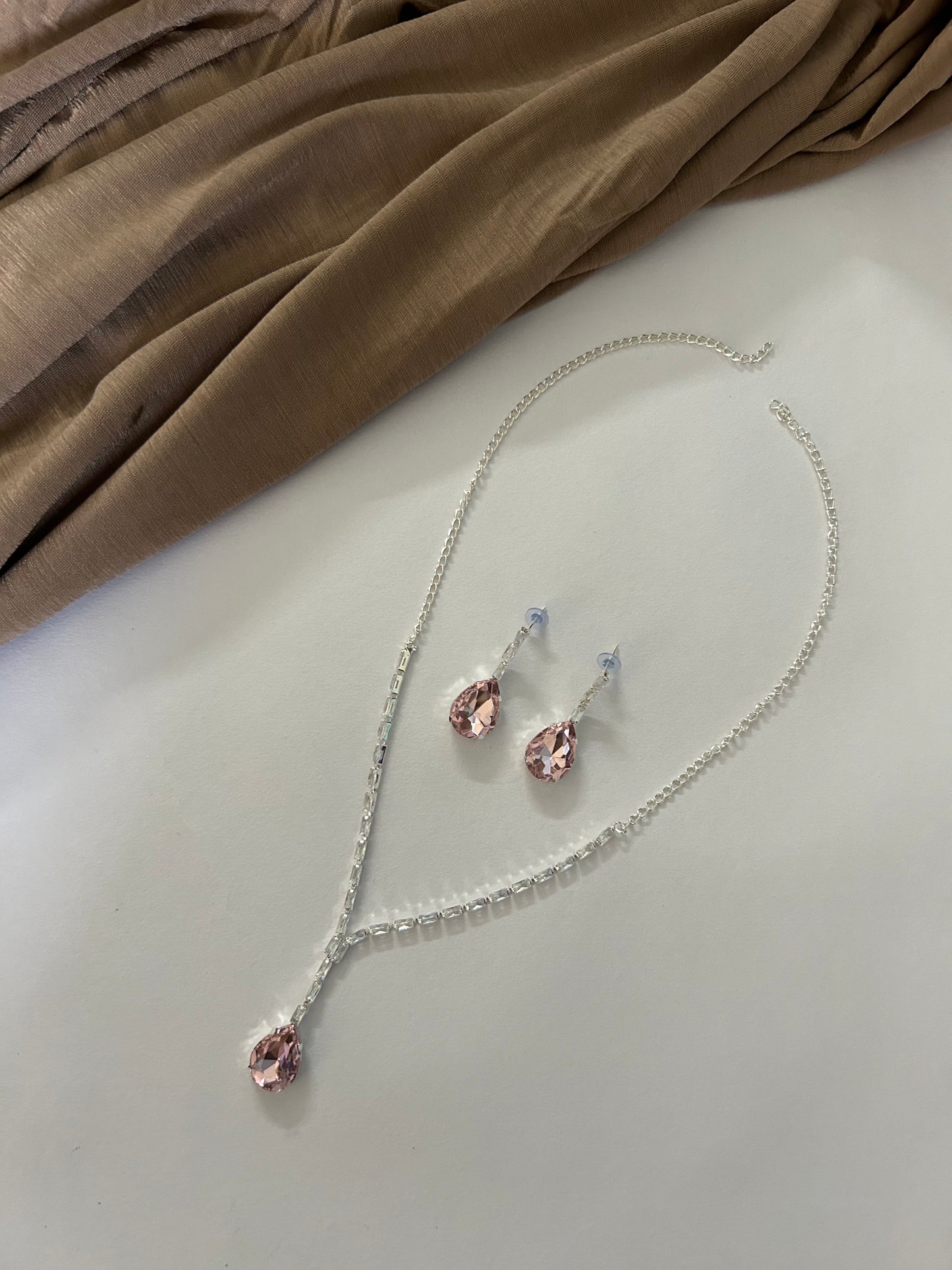 Drop Necklace Set - Pink