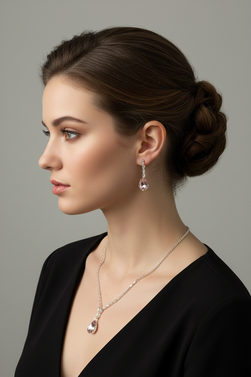 Drop Necklace Set - Pink
