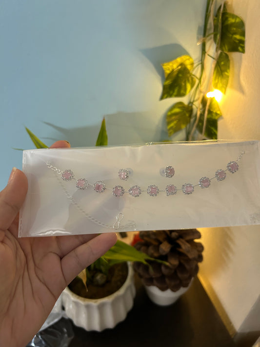 Radiant Round Necklace Set - Pink