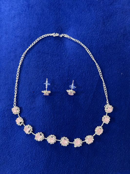 Radiant Round Necklace Set - Pink