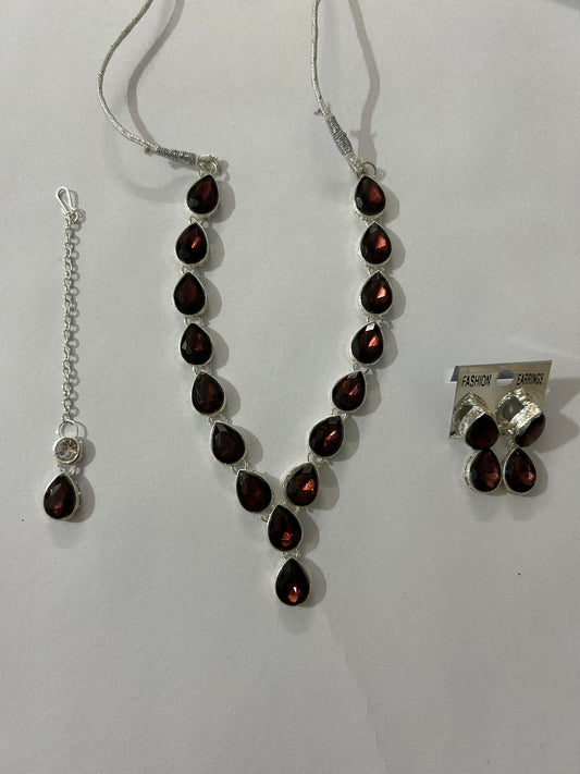 Ethnic Necklace Set - Maroon