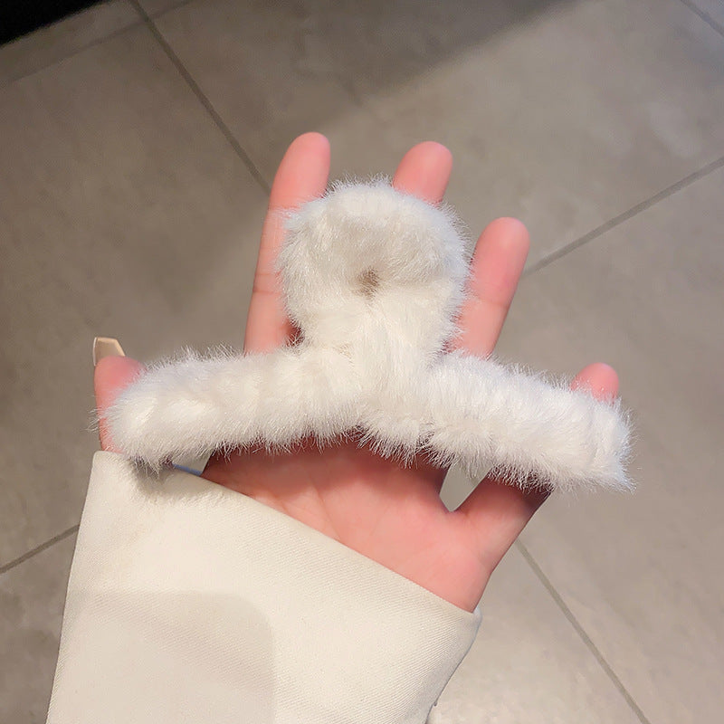 Fur Claw Clip - White
