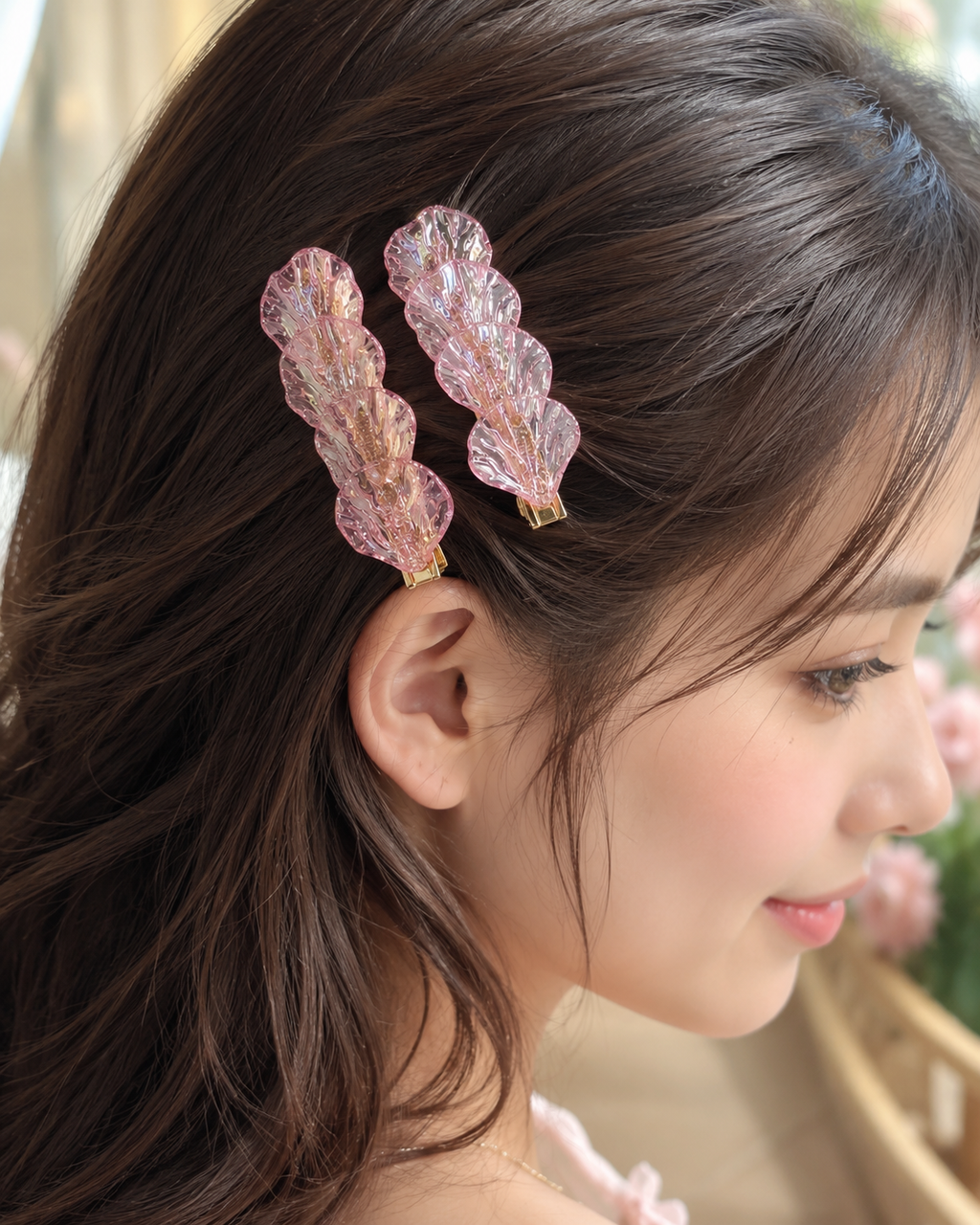 Korean Pink Seashell Hair Clips (Set of 2)