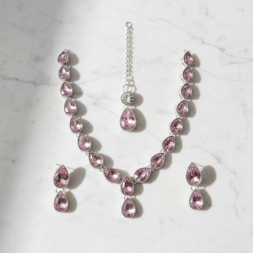 Ethnic Necklace Set - Pink
