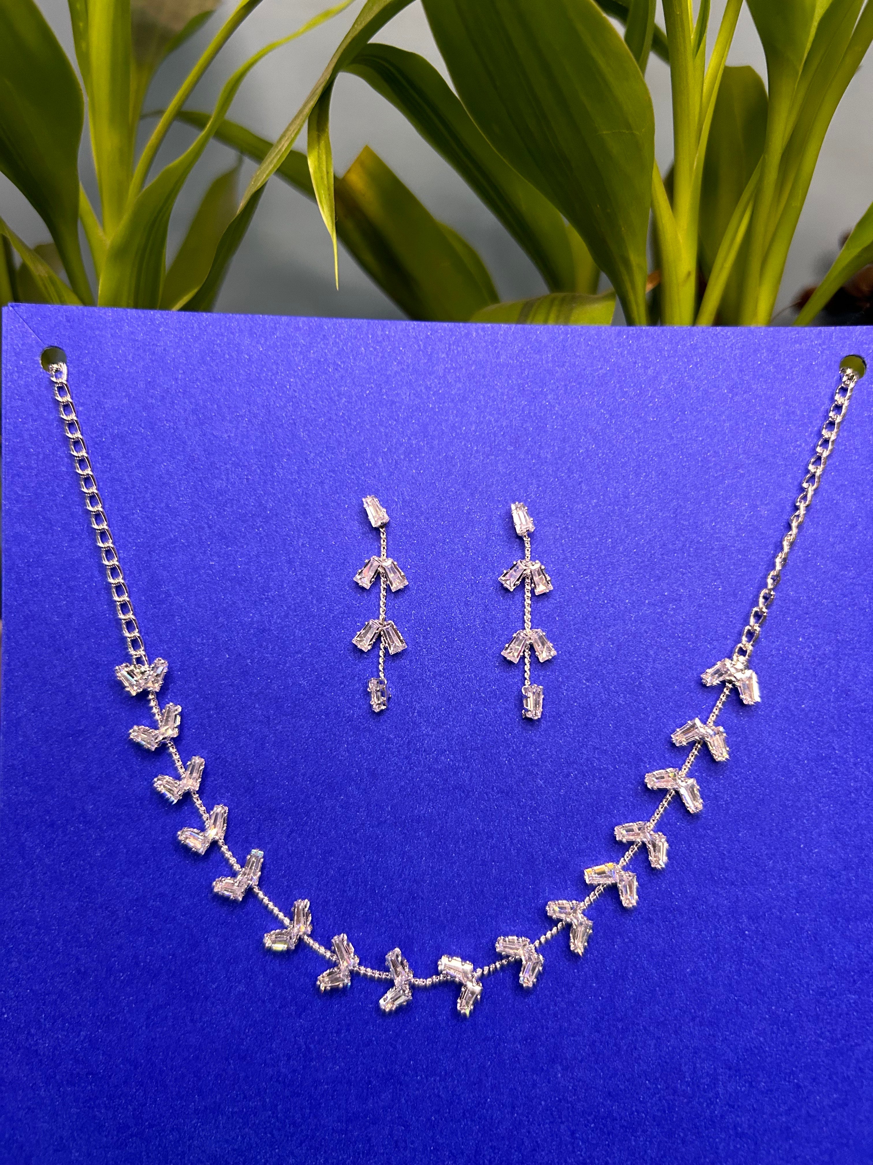 Vine Necklace Set - Silver