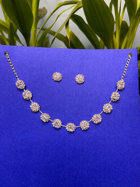 Radiant Round Necklace Set - Silver