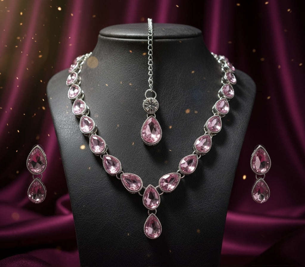 Ethnic Necklace Set - Pink