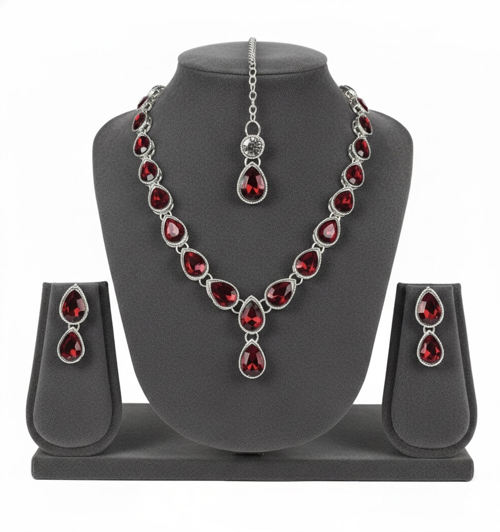 Ethnic Necklace Set - Maroon