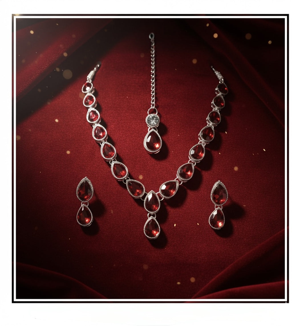 Ethnic Necklace Set - Maroon